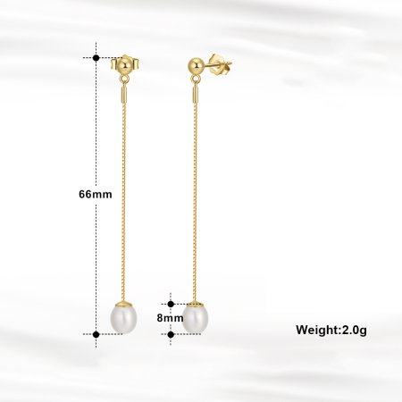 Cercei argint 925 placati cu aur 14K cu perle naturale si zirconiu [3]