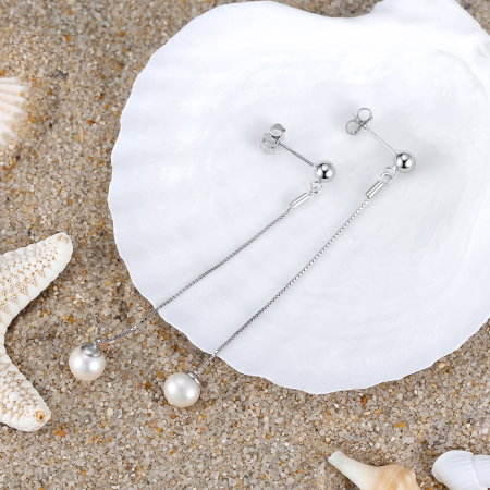 Cercei argint 925 placati cu rodiu cu perle naturale si zirconiu [2]