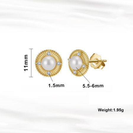 Cercei argint 925 placati cu rodiu cu perle naturale si zirconiu [3]