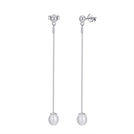 Cercei argint 925 placati cu rodiu cu perle naturale si zirconiu