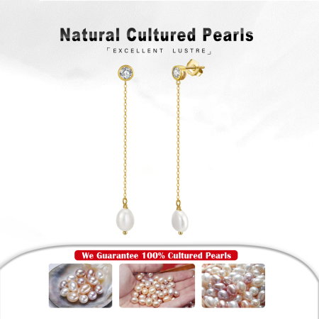 Cercei argint 925 placati cu aur 14K cu perle naturale si zirconiu [5]