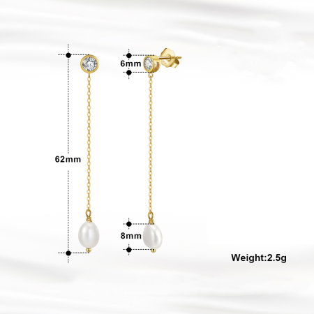 Cercei argint 925 placati cu aur 14K cu perle naturale si zirconiu [3]