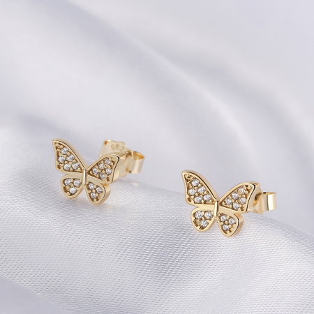 Cercei argint 925 placati cu aur 14K cu zirconiu [2]