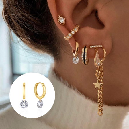 Cercei argint 925 placati cu aur 14K cu zirconiu [7]