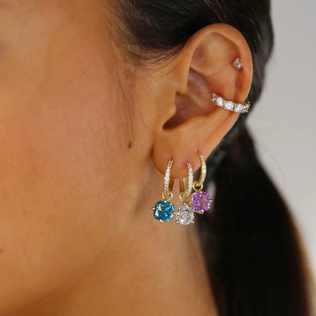 Cercei argint 925 placati cu aur 14K cu zirconiu clar [6]