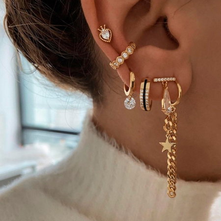 Cercei argint 925 placati cu aur 14K cu zirconiu [1]