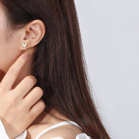 Cercei argint 925 placati cu aur 14K cu zirconiu [4]