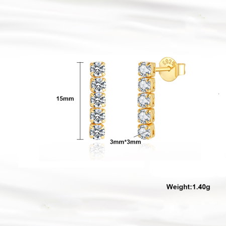 Cercei argint 925 tennis placati cu aur 14K cu zirconiu [3]