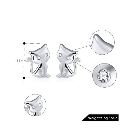 Cercei pisicute din argint 925 placati cu rodiu cu zirconiu [3]