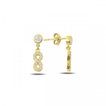 Cercei argint 925 placati cu aur, cu infinit si zirconii albe - ETU0119 [0]