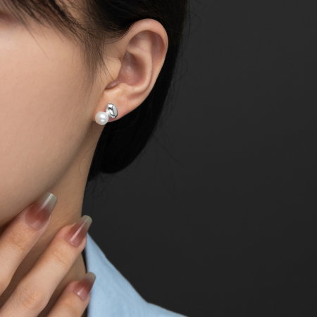 Cercei argint 925 placati cu rodiu cu perle naturale [1]