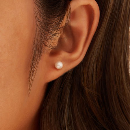 Cercei argint 925 placati cu aur 14K cu perle naturale rotunde [4]