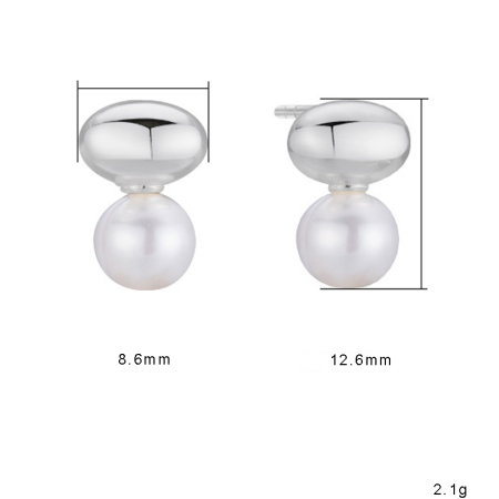 Cercei argint 925 placati cu rodiu cu perle naturale [2]