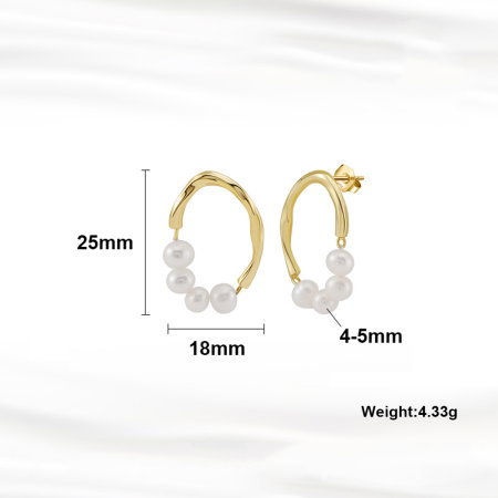 Cercei argint 925 placati cu aur 14K cu perle naturale [2]