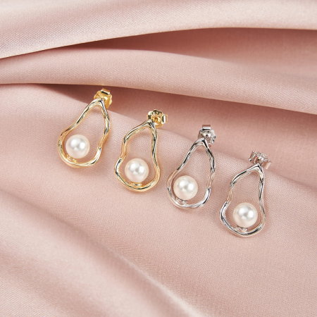 Cercei argint 925 placati cu rodiu cu perle naturale [3]