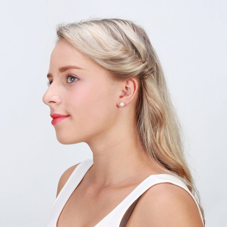 Cercei argint 925 placati cu rodiu cu perle naturale tip buton [2]