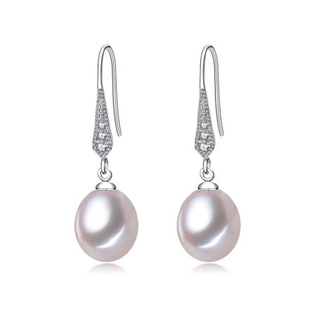 Cercei argint 925 placati cu rodiu cu perle naturale si zirconiu [0]