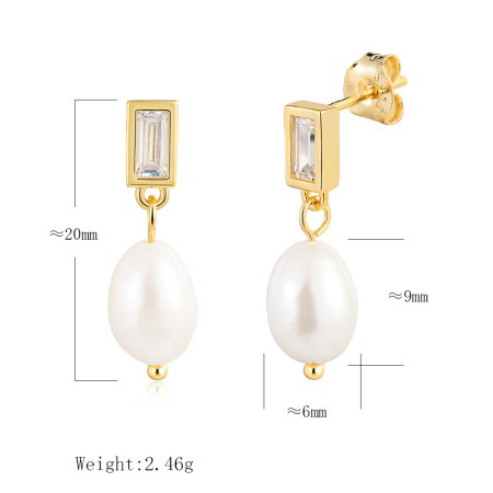 Cercei argint 925 placati cu rodiu cu perle naturale si zirconiu [4]