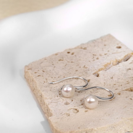 Cercei argint 925 placati cu rodiu cu perle naturale [4]