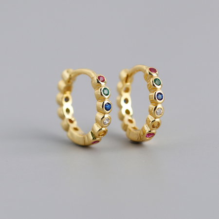 Cercei argint 925 placati cu aur 18K cu zirconii colorate [1]