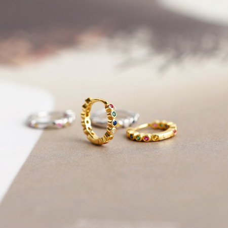 Cercei argint 925 placati cu rodiu cu zirconii colorate [5]