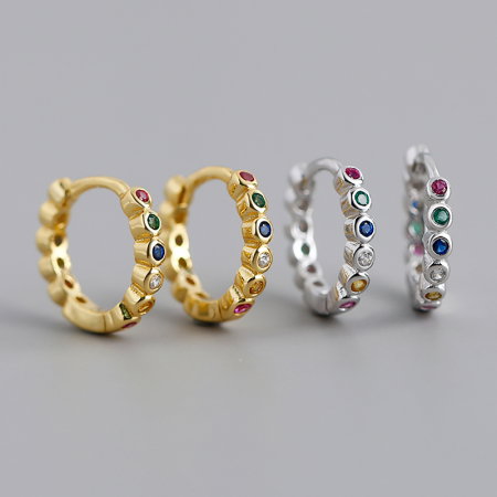 Cercei argint 925 placati cu rodiu cu zirconii colorate [2]