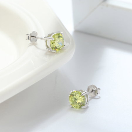 Cercei argint 925 placati cu rodiu cu zirconiu peridot [3]