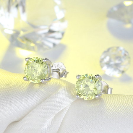 Cercei argint 925 placati cu rodiu cu zirconiu peridot [4]