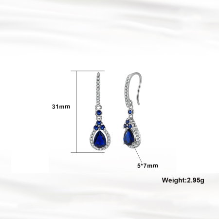 Cercei argint 925 placati cu rodiu cu zirconiu safir [4]