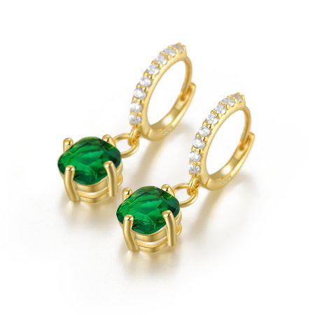 Cercei argint 925 placati cu aur 14 k cu zirconiu verde [2]
