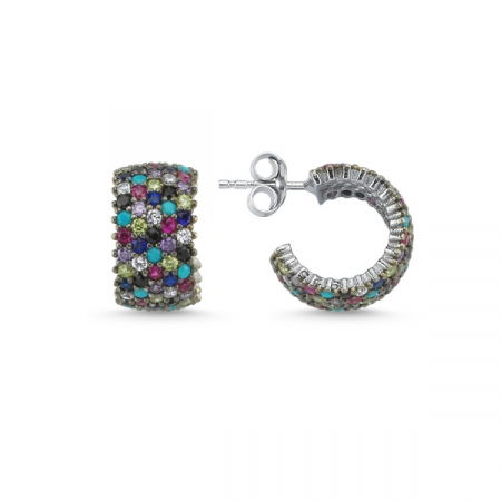 Cercei argint 925 rodiat Eternity cu zirconii multicolore ETU0036