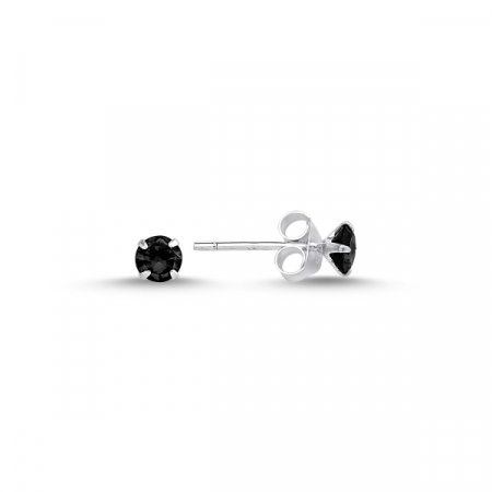 Cercei argint Solitaire cu zirconii negre 4 mm [0]