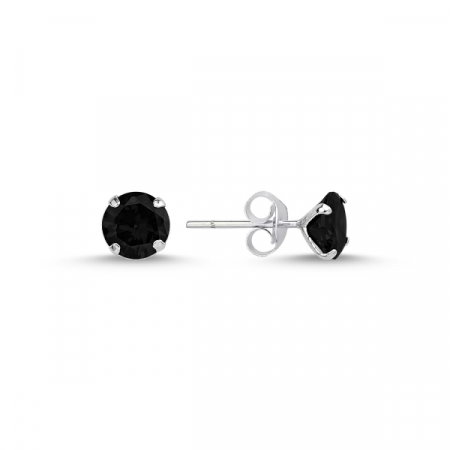 Cercei argint Solitaire cu zirconii negre 6 mm [0]