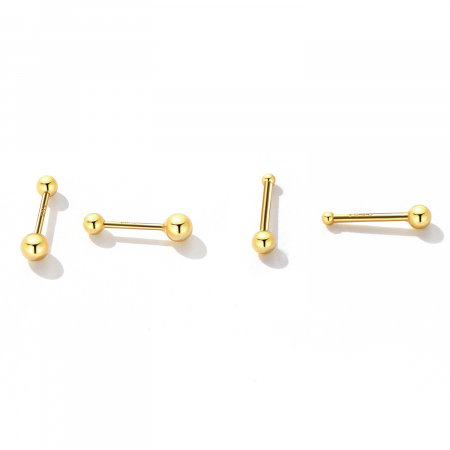 Cercei argint 999 placati cu aur, cu bilute de 2 mm, 10 mm lungime [4]