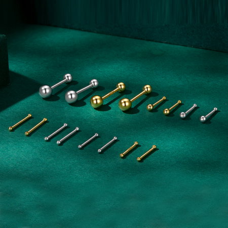 Cercei argint 999 placati cu aur, cu bilute de 2 mm, 10 mm lungime [3]