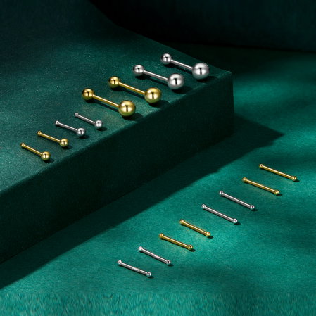 Cercei argint 999 placati cu aur, cu bilute de 2 mm, 10 mm lungime [2]