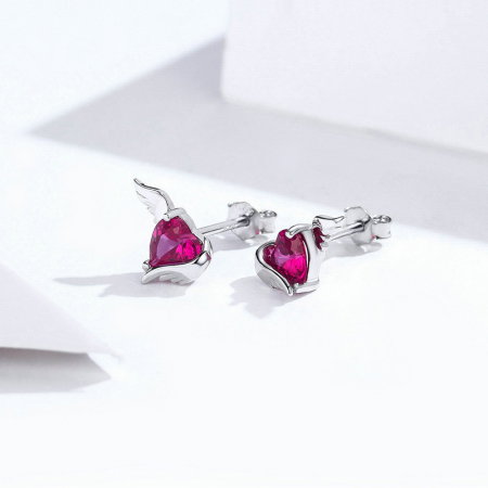 Cercei argint aripi de inger pazitor placati cu rodiu [3]