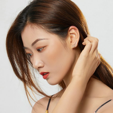 Cercei argint aripi de inger placati cu aur roz [3]