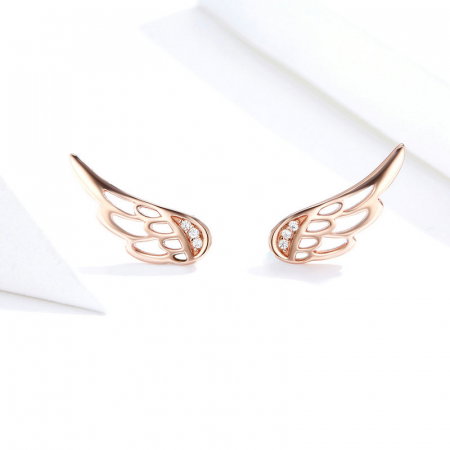 Cercei argint aripi de inger placati cu aur roz [4]