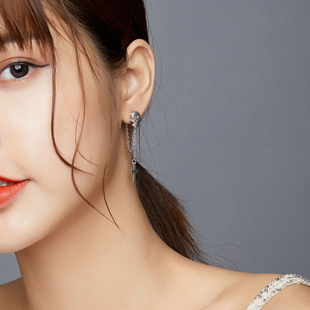 Cercei argint asimetrici cu cranii si cruci [3]