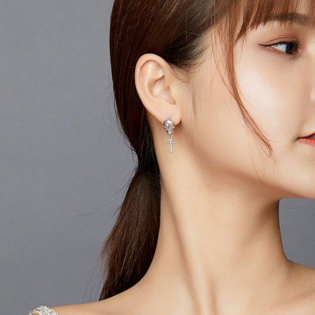 Cercei argint asimetrici cu cranii si cruci [8]