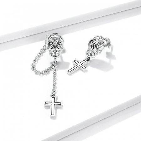 Cercei argint asimetrici cu cranii si cruci [4]