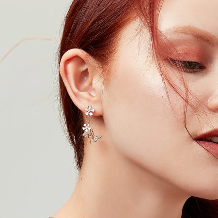 Cercei argint asimetrici cu fluturi [1]