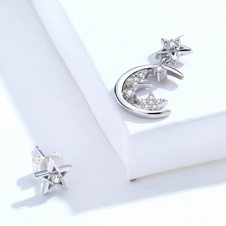Cercei argint asimetrici cu Luna si Stele [3]