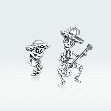 Cercei argint asimetrici cu schelete mariachi [15]