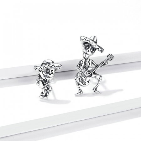 Cercei argint asimetrici cu schelete mariachi [2]