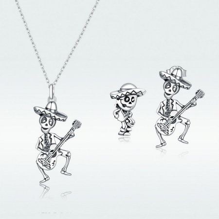 Cercei argint asimetrici cu schelete mariachi [14]