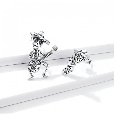 Cercei argint asimetrici cu schelete mariachi [6]