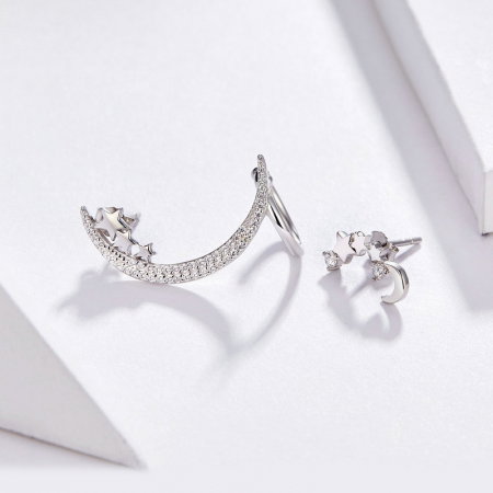 Cercei argint asimetrici cu semiluna si zirconii [3]