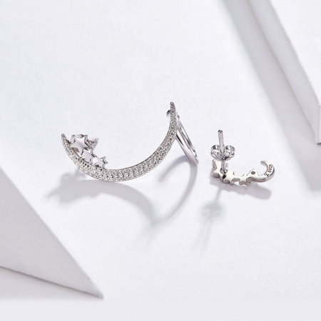 Cercei argint asimetrici cu semiluna si zirconii [2]